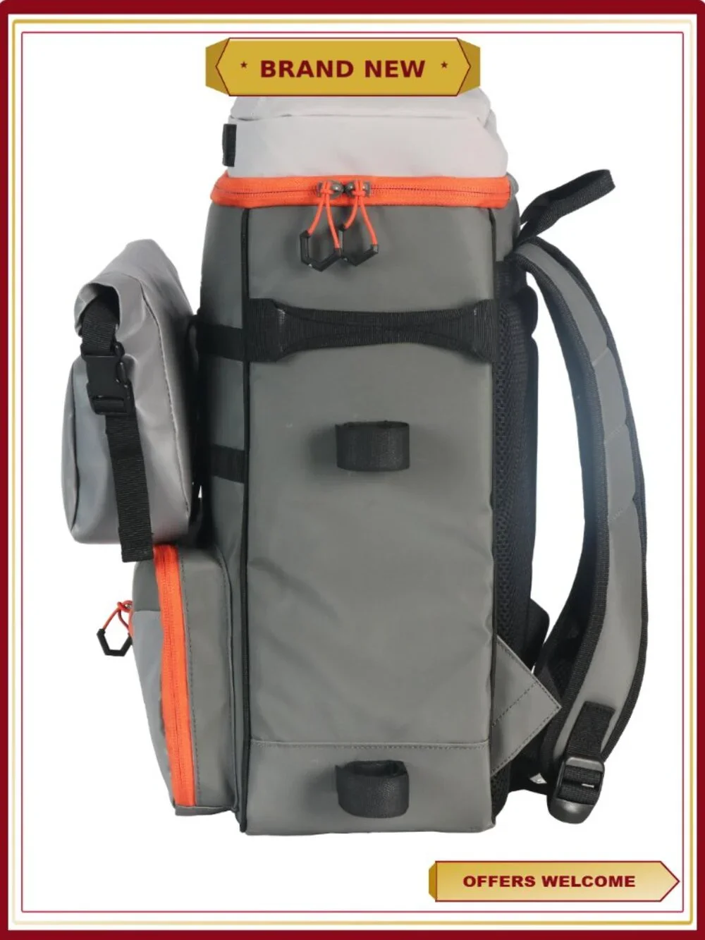 Fishing Tackle Backpack with Organizer Pockets and Trays, Grey - X-Pro 3700